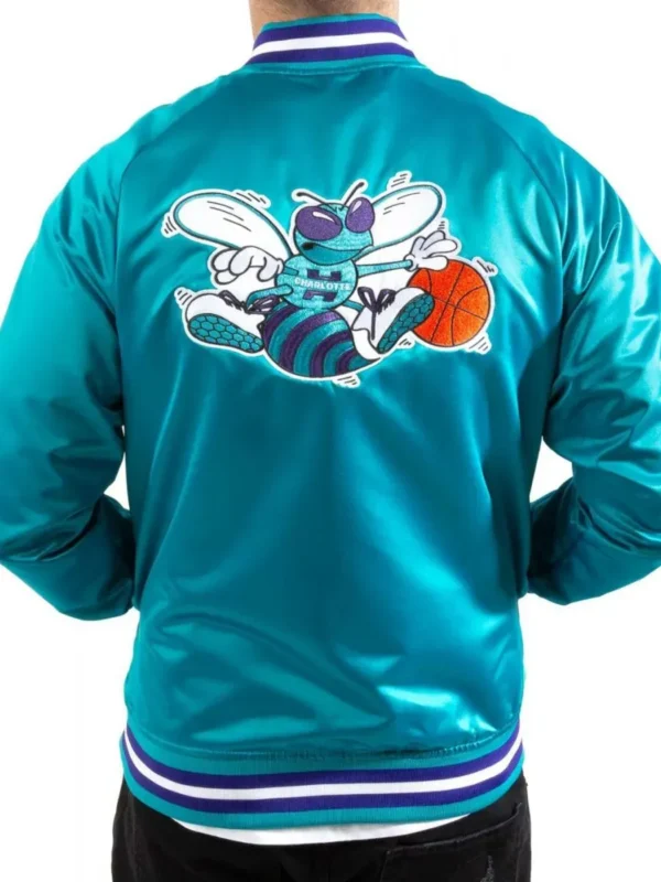 Lightweight Charlotte Hornets Teal Satin Jacket
