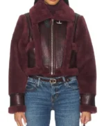 Marshals Maddie Burgundy Shearling Leather Jacket