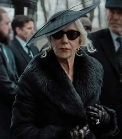 Maeve Harrigan MobLand Black Fur Coat