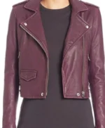 Maggie Deetz Electric Bloom S01 Burgundy Leather Jacket