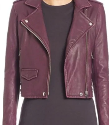 Maggie Deetz Electric Bloom S01 Burgundy Leather Jacket