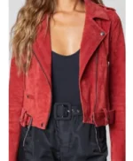 Maggie Deetz Electric Bloom S01 Red Suede Jacket