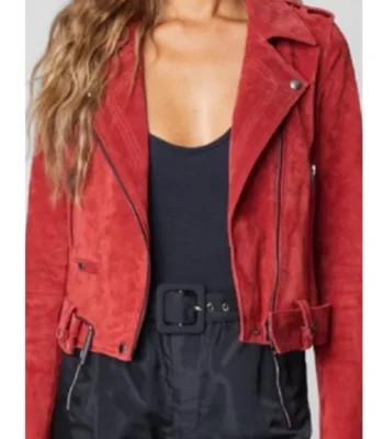 Maggie Deetz Electric Bloom S01 Red Suede Jacket