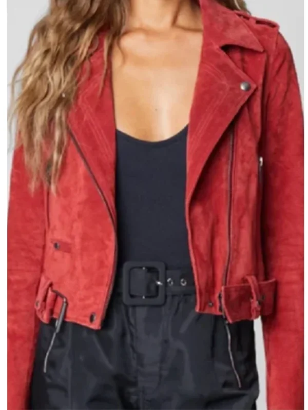 Maggie Deetz Electric Bloom S01 Red Suede Jacket