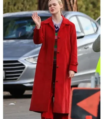 Margo’s Got Money Troubles Elle Fanning Red Coat