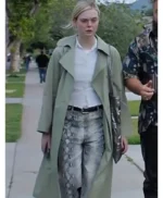 Margo’s Got Money Troubles Elle Fanning Sage Green Coat