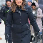Mariska Hargitay Law and Order SVU S26 Black Puffer Coat