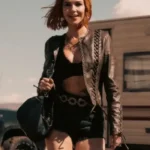 Marshals Belle Skinner Brown Lace Up Leather Jacket