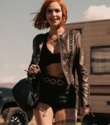Marshals Belle Skinner Brown Lace Up Leather Jacket
