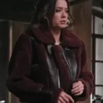Marshals Maddie Burgundy Shearling Leather Jacket