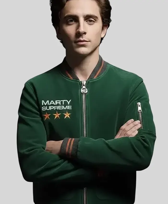 Marty Supreme Green Bomber Jacket Marty Supreme Green Bomber Jacket