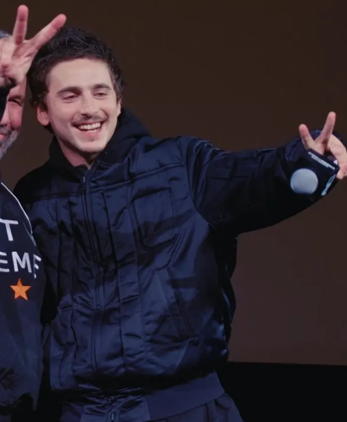 Promotional Event 2026 Timothée Chalamet Blue Jacket Promotional Event 2026 Timothée Chalamet Blue Jacket
