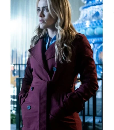 Melissa Roxburgh The Hunting Party Maroon Hooded Trench Coat