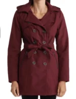 Melissa Roxburgh The Hunting Party Maroon Hooded Trench Coat