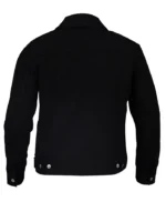 Mens Casual Button Up Black Cotton Trucker Jacket