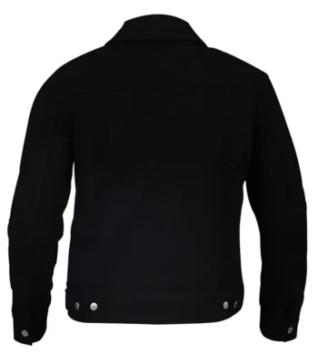 Mens Casual Button Up Black Cotton Trucker Jacket