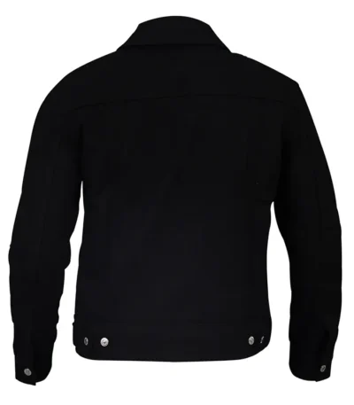 Mens Casual Button Up Black Cotton Trucker Jacket