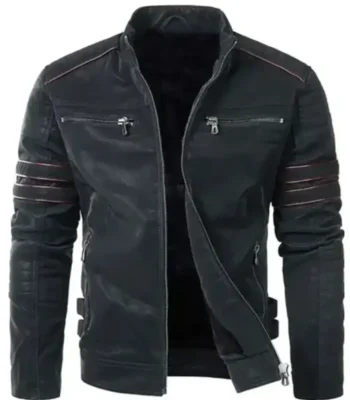 Men’s Pegasus Black Leather Cafe Racer Jacket