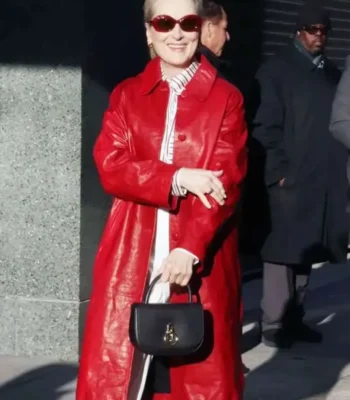 Meryl Streep Red Leather Coat
