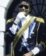 Michael Jaafar Jackson Blue Sequin Jacket