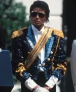 Michael Jaafar Jackson Blue Sequin Jacket