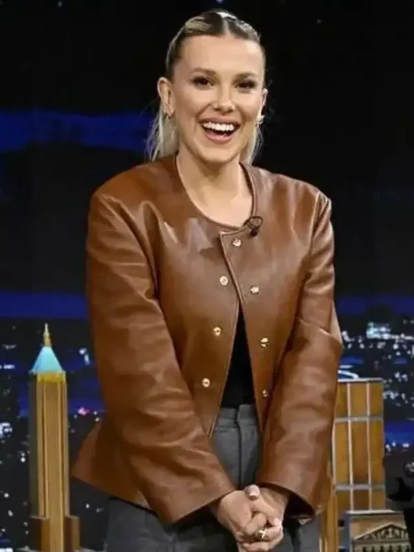 Millie Bobby Brown The Tonight Show Leather Jacket