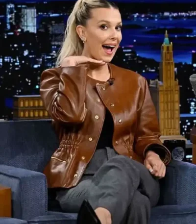 Millie Bobby Brown The Tonight Show Leather Jacket