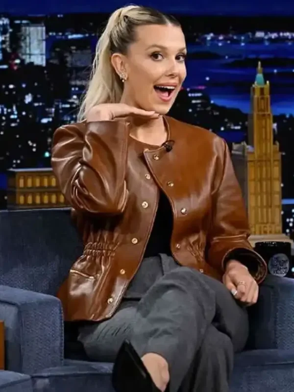 Millie Bobby Brown The Tonight Show Leather Jacket