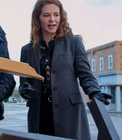 Mistletoe Murders Emily Lane Grey Trench Coat