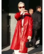 Meryl Streep Red Leather Coat