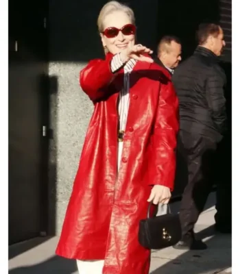 Meryl Streep Red Leather Coat