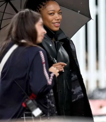 Naomi Ackie Clayface Black Leather Jacket