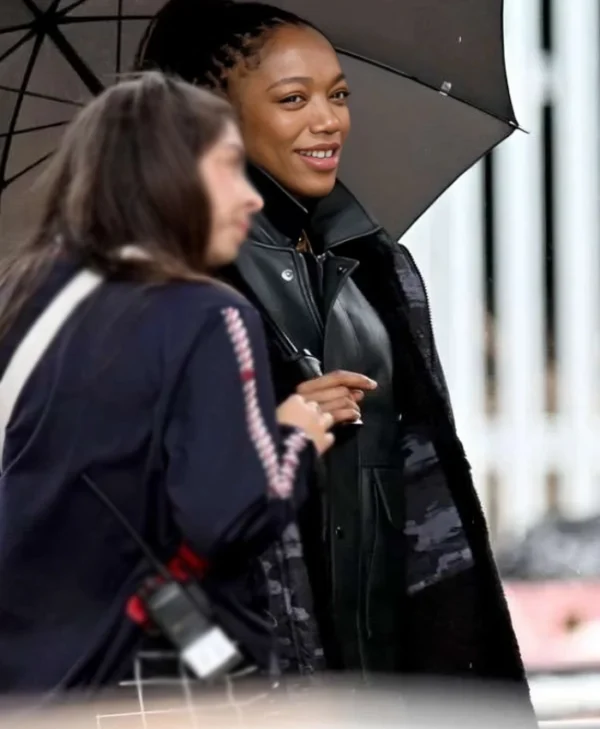 Naomi Ackie Clayface Black Leather Jacket