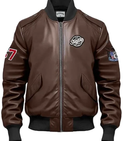 Nas Brown Stegaro Bomber Leather Jacket