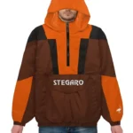 Nick Stegaro Orange And Brown Hooded Jacket
