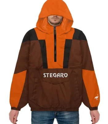 Nick Stegaro Orange And Brown Hooded Jacket