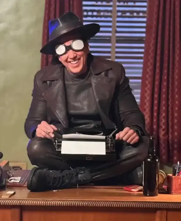 Nicolas Cage Spider Noir Brown Leather Coat