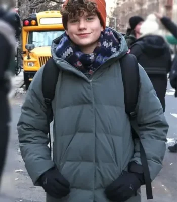 Noah Benson Law and Order SVU S26 Grey Puffer Coat