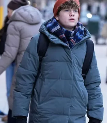 Noah Benson Law and Order SVU S26 Grey Puffer Coat