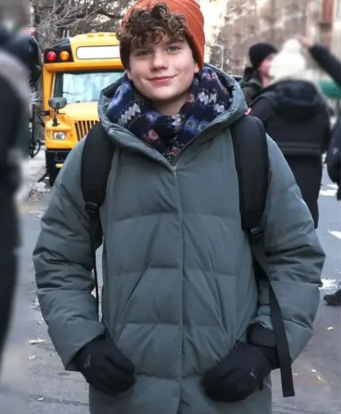 Noah Benson Law and Order SVU S26 Grey Puffer Coat Noah Benson Law and Order SVU S26 Grey Puffer Coat