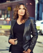 Olivia Benson Law and Order SVU S26 Black Leather Blazer