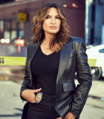 Olivia Benson Law and Order SVU S26 Black Leather Blazer