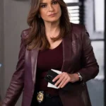 Olivia Benson Law and Order SVU S26 Maroon Leather Blazer