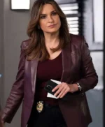Olivia Benson Law and Order SVU S26 Maroon Leather Blazer