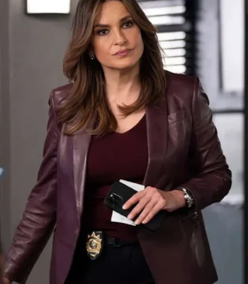 Olivia Benson Law and Order SVU S26 Maroon Leather Blazer