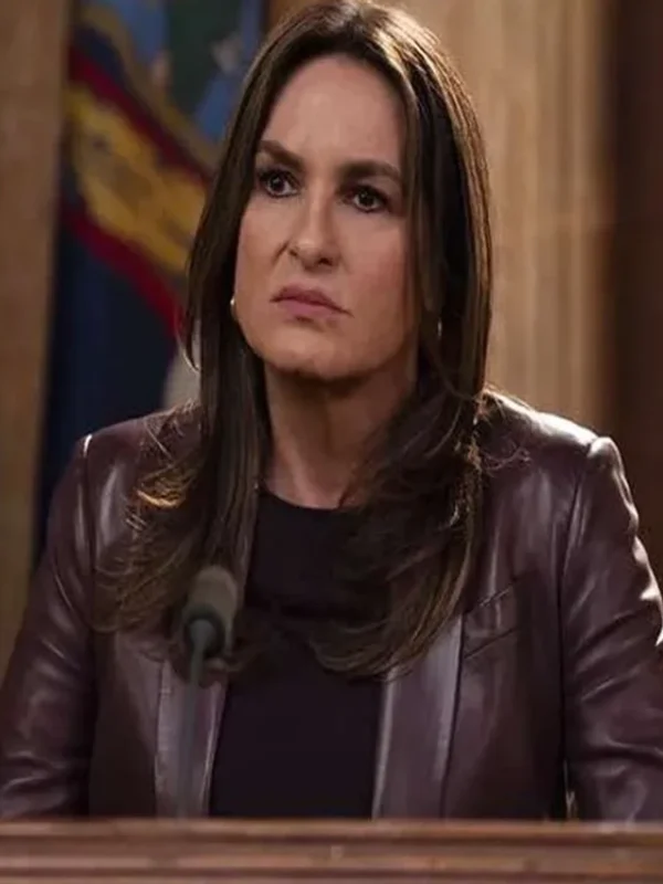 Olivia Benson Law and Order SVU S26 Maroon Leather Blazer