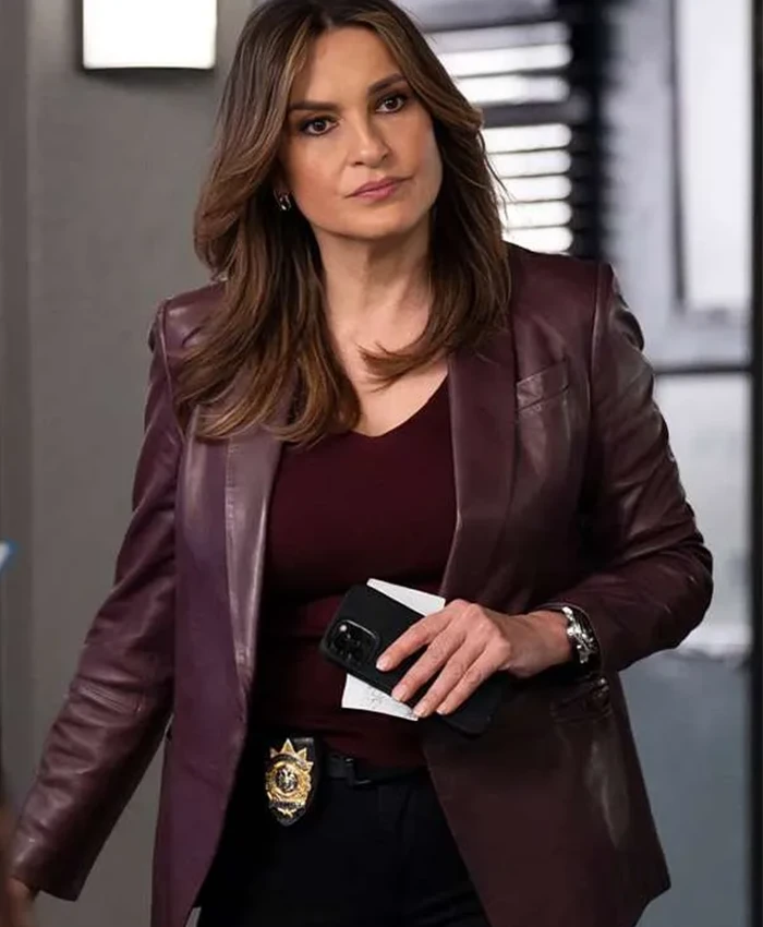 Olivia Benson Law and Order SVU S26 Maroon Leather Blazer Olivia Benson Law and Order SVU S26 Maroon Leather Blazer