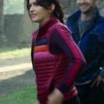 Olivia Cooke The Girlfriend S01 Striped Puffer Vest
