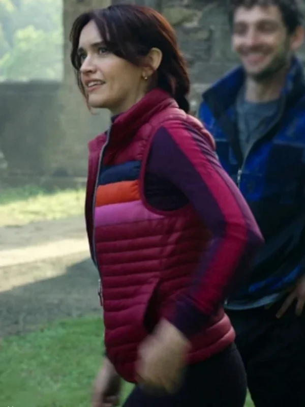 Olivia Cooke The Girlfriend S01 Striped Puffer Vest