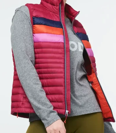 Olivia Cooke The Girlfriend S01 Striped Puffer Vest
